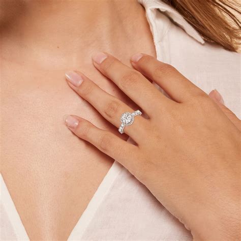 Halo Fancy Cut Side Stones 3 1/4 CTTW Round Cut Lab Grown Diamond Side ...