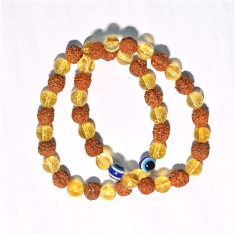 Rudraksha Hand Bracelet with Yellow Citrine – Wealth, Protection & Ene ...
