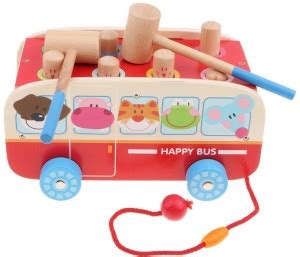 HOIVA (Pack of 1 ) Wooden Hammering Ball Hammering wooden bus toy ...