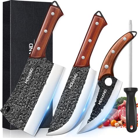 Amazon.com: KITNATS 4PCS Hand Forged Butcher Knife Set - Kiritsuke ...
