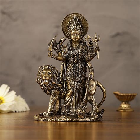 Buy Pure Brass Standing Durga Ma Idol - 6 Inch - Budhshiv.com