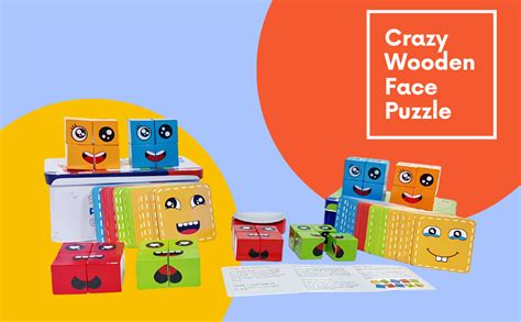 CASAGRANDE Crazy Face Wooden Puzzle for Kids Age 3-10 – Educational Toy ...