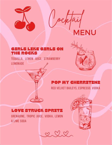 Cocktail menu for galentine s day – Artofit