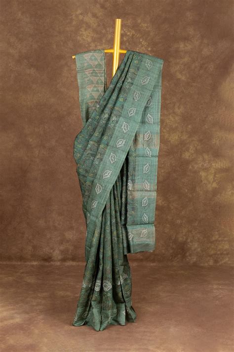 Green Bhagalpur Silk Saree