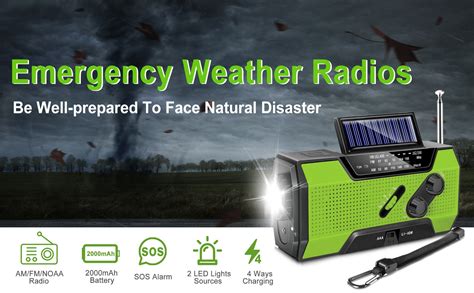 DaringSnail MD-090 Solar Crank NOAA Weather Radio for Emergency with AM/FM, Flashlight, Reading ...