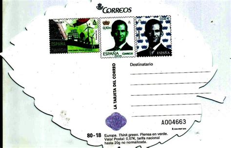 Europa 2016 Spain Think Green – Post Card in Green Leaf Shape – Stamp ...
