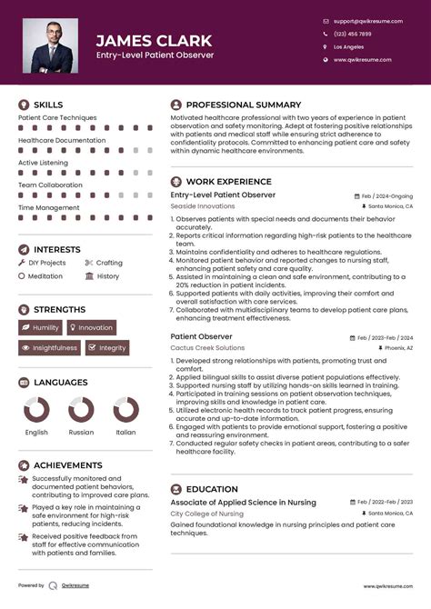 10+ Patient Observer Resume Samples & Templates for 2025