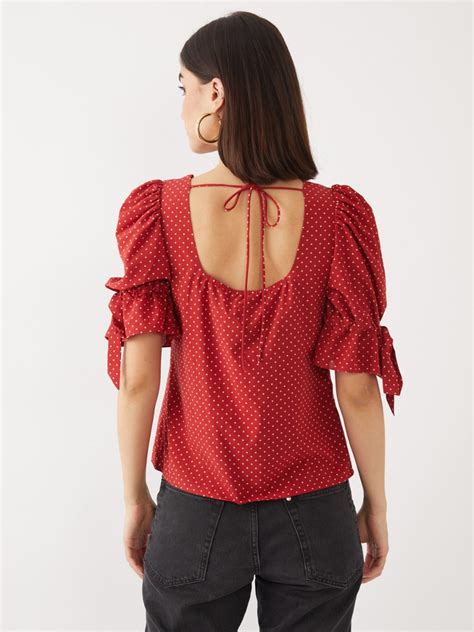 Buy Red Printed Tie-Up Top For Women Online - Zink London
