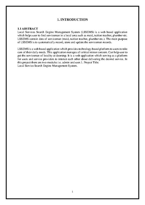 NEW Synopsis - 1. INTRODUCTION 1 ABSTRACT Local Services Search Engine ...