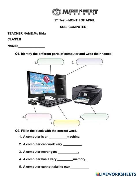 Image result for Computer Vision Worksheets