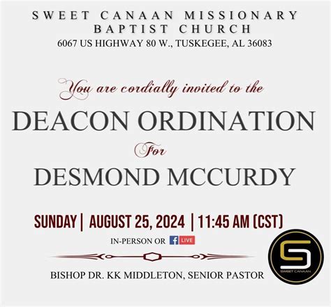 SCMBC Deacon Ordination for Bro. Desmond McCurdy, 6067 US Highway 80 W ...