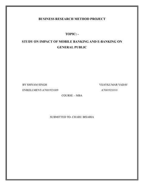 Business Research Method Project 1 - BUSINESS RESEARCH METHOD PROJECT ...