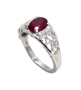 Buy Rajasthan Gems Ring 925 Sterling Silver Natural Ruby Manik Gem ...
