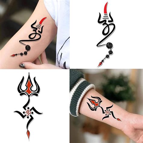 Trishul Om Tattoo with Swastika Rudraksha Combo Tattoo Waterproof Boy ...