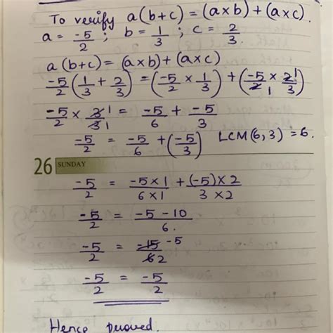 Verify that a x (b + c) = (ax b) + (ax c) and write the final values in ...