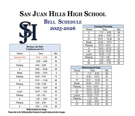 San Juan Hills High School - Bell and Block Schedule