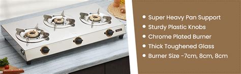 RICH FLAME Gas Stove 3 Burners | 2 Years Warranty, ISI Certified | Gas ...