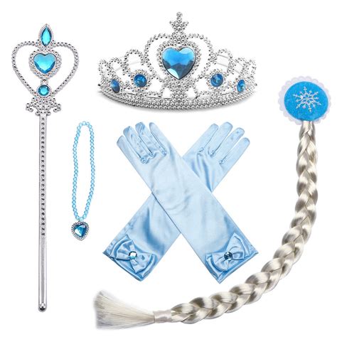 Cosplay Frozen Elsa Bow Print Gloves Elsa Crown Braids Princess Anna ...