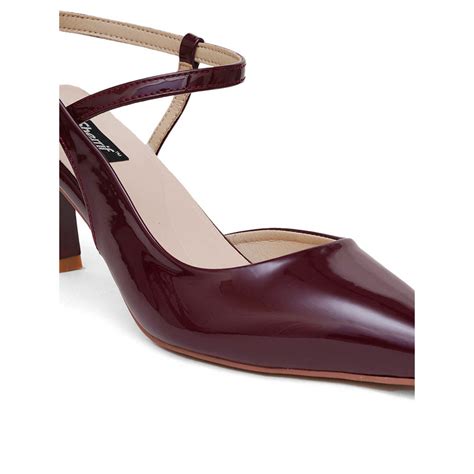 Buy Sherrif Shoes Women Pu Backstrap Fashion Party Burgundy Heels Online