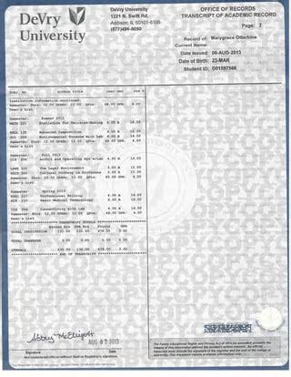 Image result for DeVry University Transcript
