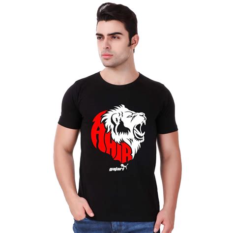 Buy GAJARI Ahir T-Shirt for Men, Half Sleeve, Black Color, 100% Cotton ...