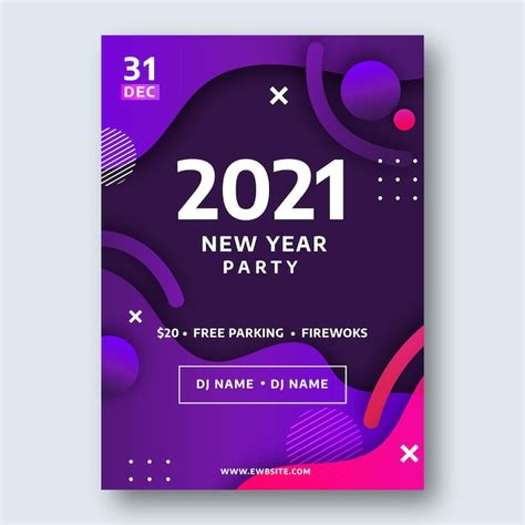 Abstract new year 2021 party flyer template | Free Vector