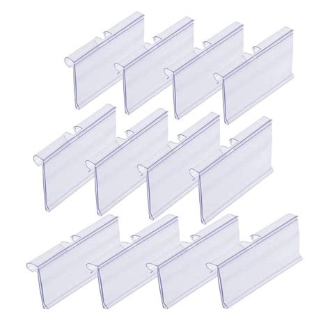 Qincling Pack of 60 Clear Plastic Label Holder, Double Hook Wire Shelf ...