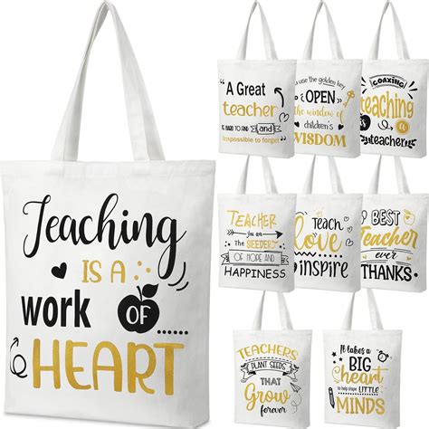 Amazon.com: Sweetude 20 Pcs Teacher Appreciation Gifts Canvas Tote Bags ...