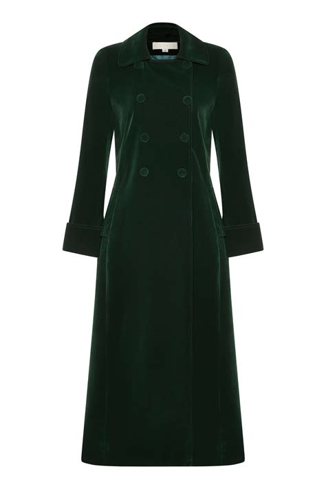 Delphi Long Green Velvet Coat - Women's Boho Style Coat – GUINEA