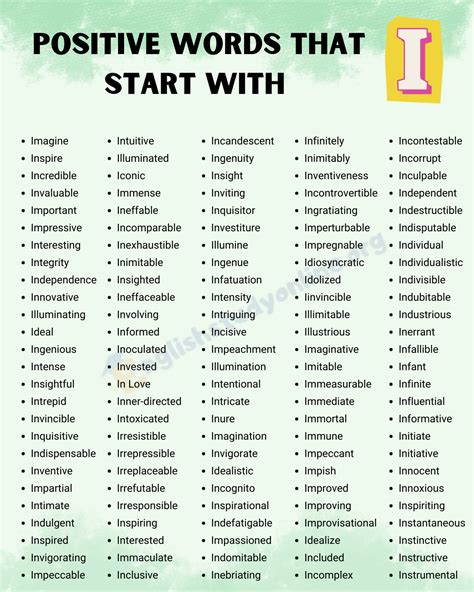 Positive Words that Start with I in English - English Study Online