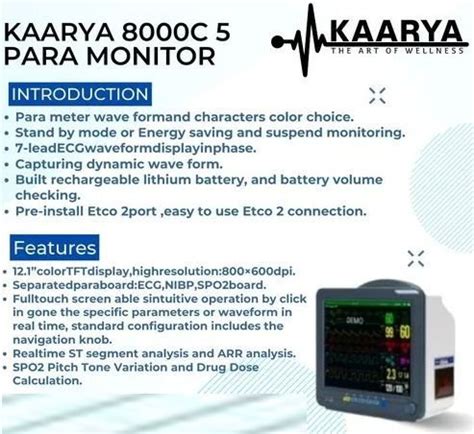 Kaarya 8000c 5 Para Patient Monitor Manufacturer, Supplier from Delhi