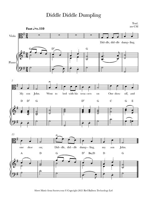 Diddle Diddle Dumpling Sheet music for Viola - 8notes.com