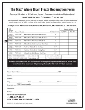 Fillable Online The Max Whole Grain Fiesta Redemption Form - KEDC Fax ...