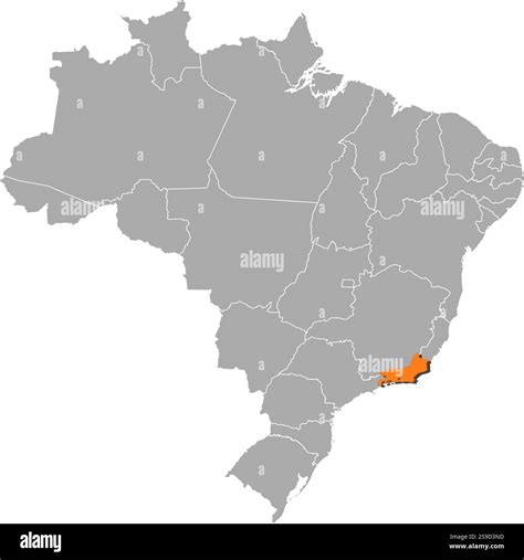 Map of Brazil with the provinces, Rio de Janeiro is highlighted by orange Stock Vector Image ...