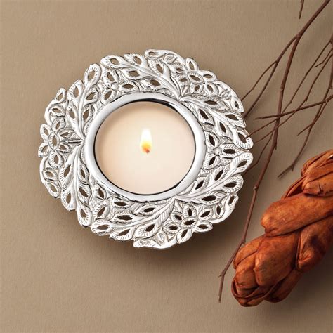 COMPLETELY HAND CRAFTED SILVER PLATED TEA LIGHT HOLDER ,DIPPED IN PURE ...
