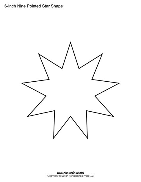 Free Printable Nine Pointed Star Templates | Blank Shape Printables