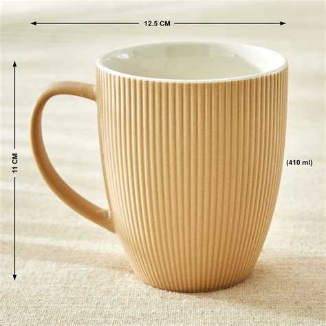 Buy Calyx Bone China Ribbed Coffee Mug - 410ml from Home Centre at just ...