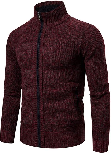 Mens Heavy Weight Cardigan Twisted Knit Regular Fit Full-Zipper Sweater ...