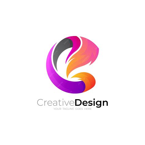 Premium Vector | C logo and fire design flame logo template 3d colorful design