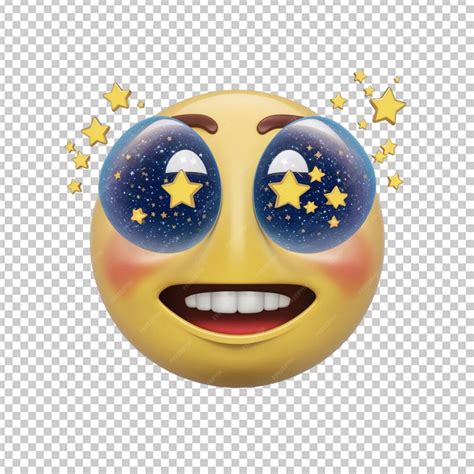 3D Starstruck face emoji with starry eyes isolated on transparent ...
