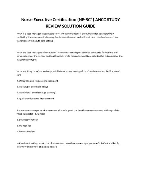 Nurse Executive Certification (NE-BC®) ANCC Study Review Solution Guide ...