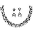 Sasitrends Oxidized German Silver Necklace with Earrings Jewellery Set ...