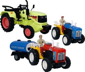 Miniature Mart Pack Of 3 ABS Plastic Made Tractor Vehicle Kit, Tractor ...