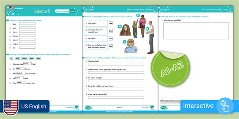 ESL Curriculum Level 5 Lesson 2 Activity Sheet