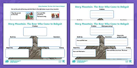 The Bear Who Came to Babysit: KS1 Story Mountain Differentiated Worksheet