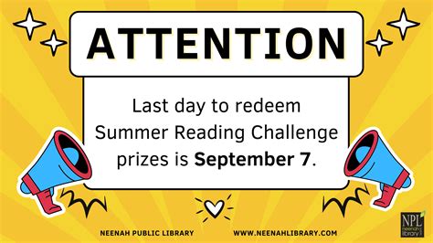 Redeem Summer Reading Prizes by September 7 | Neenah Public Library