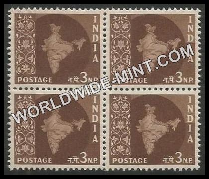 INDIA Map of India Star Watermark 3rd Series (3np) Definitive Block of ...