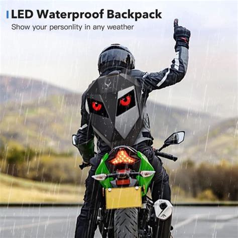 REDHORNS For Motorcycle Riding LED Eye Backpack DIY Programmable Color ...