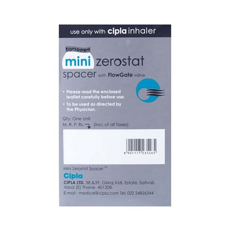 Buy MINI ZEROSTAT SPACER 1 Online & Get Upto 60% OFF at PharmEasy