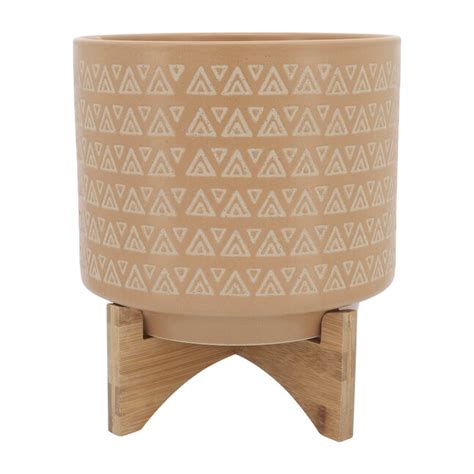 Sagebrook Home Round 11-in W x 11-in H Brown Ceramic Indoor/Outdoor ...